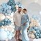 124PCS Dusty Blue Balloon Arch Kit, Blue and White Balloon Garland, Macaron Light Blue Sand White Party Decorations for Baby Shower Bridal Birthday